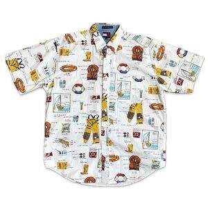 Vintage Tommy Hilfiger Sailing Nautical Short Sleeve Shirt Men's Size L White